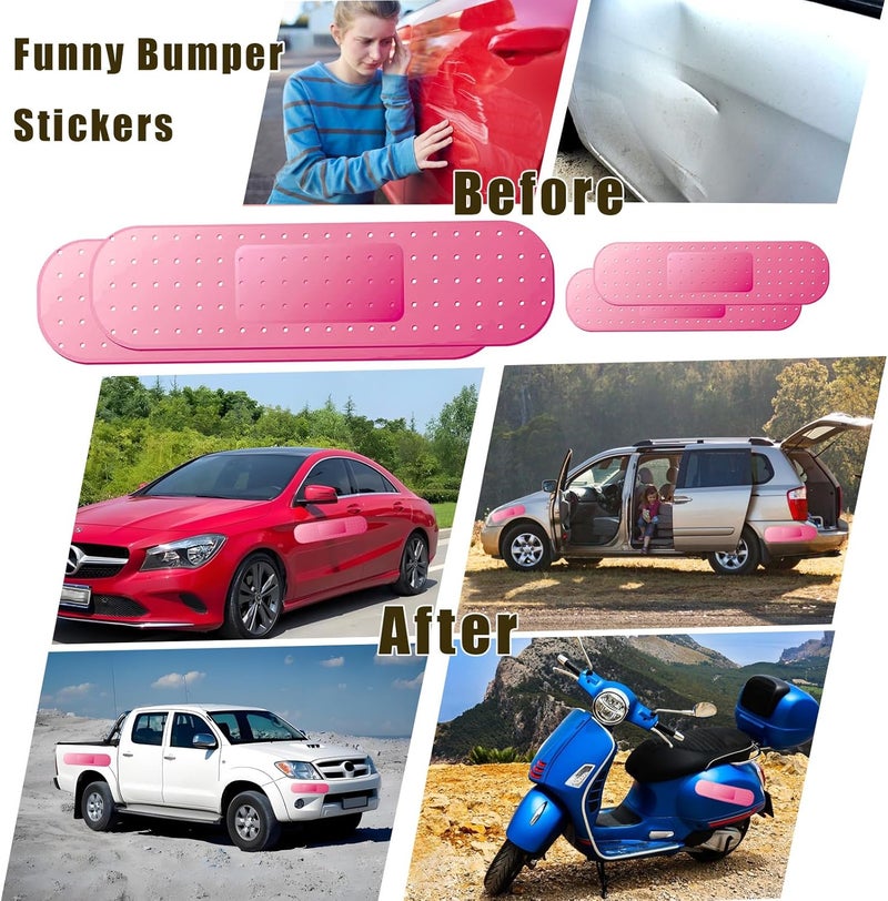 Keromtein 4pcs Funny Car Band Aid Sticker for Car Damage, 10/24in Giant Band Aid Car Decals for Cover Dent Crack and Scratch, Car Bumper Sticker, Large Vehicle Body Bandage (Pink 2pcs Large and 2pcs Small Size) - Image 5